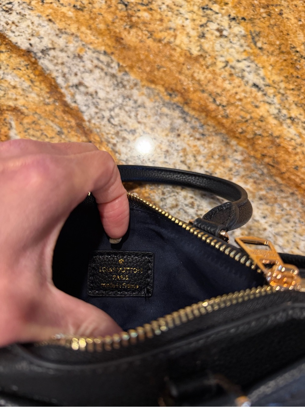 Louis Vuitton Black Embossed Empreinte Satchel with Gold Hardware - Picture 4 of 5